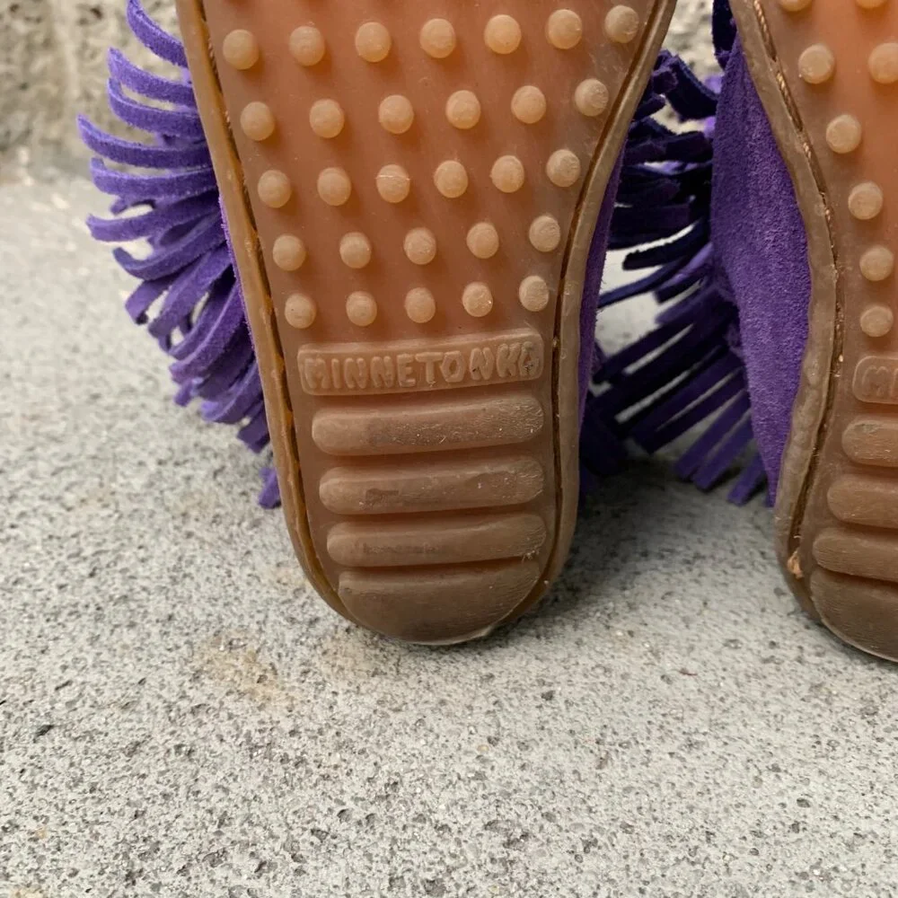 MINNETONKA Purple Fringe Boots Girls 12 Toddler Girl Boho Hippy Moccasin Boot - Picture 11 of 11